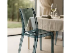 Silla de diseño transparente de cocina y comedor Cristal Light - Transparente Antracita Negro