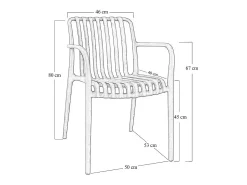 Silla de exterior Iside en plástico rojo ladrillo, confort premium con reposabrazos