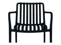 Silla de exterior Iside en plástico negro premium comfort con reposabrazos
