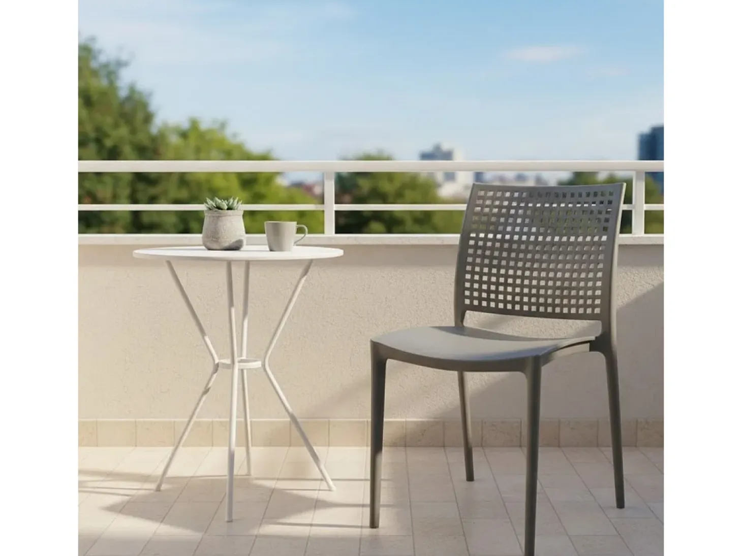 Silla de exterior Loira apilable gris 78,5x38x49 cm