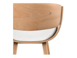 Silla de madera clara y PU blanco - Adelmar