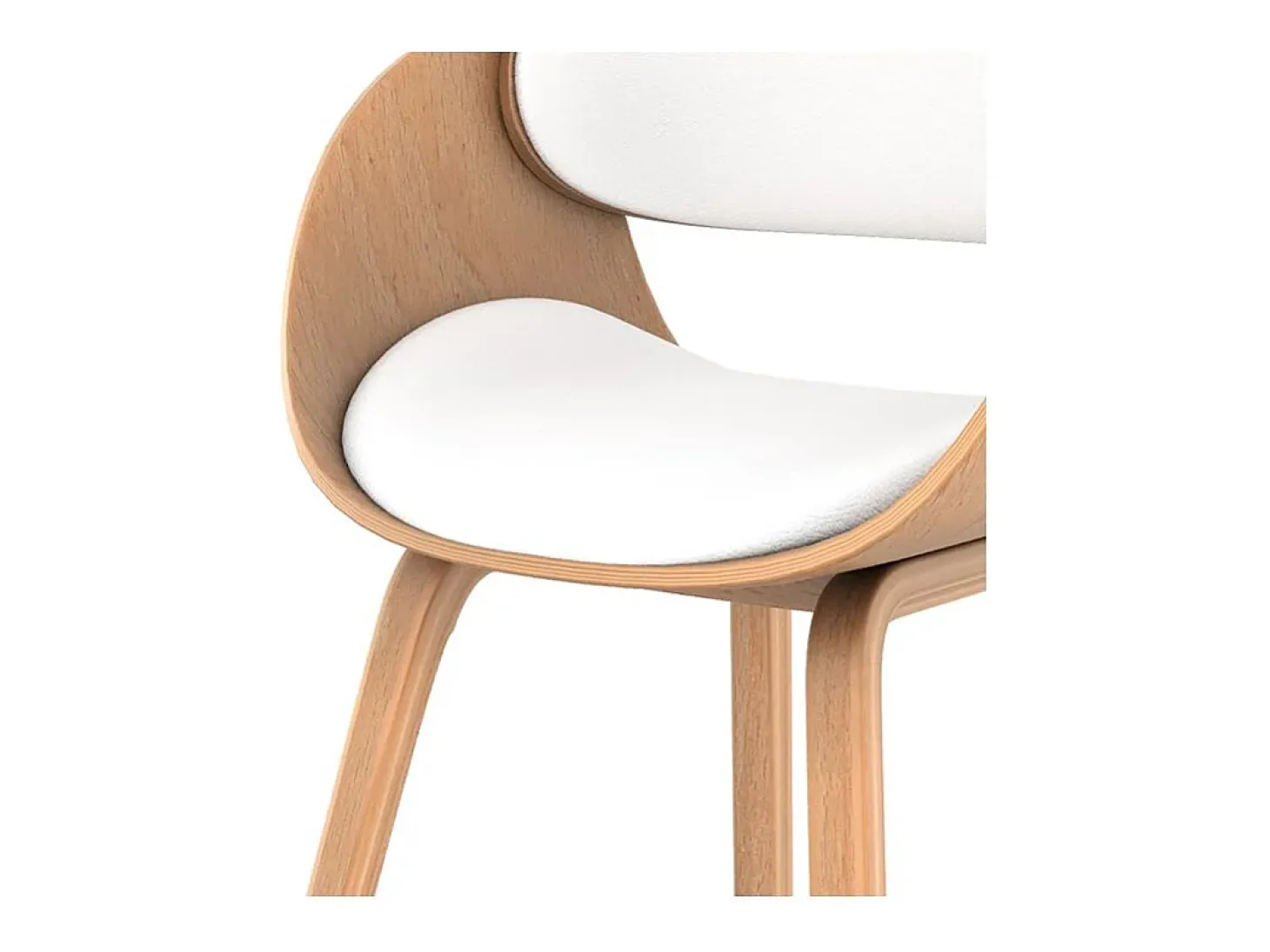 Silla de madera clara y PU blanco - Adelmar