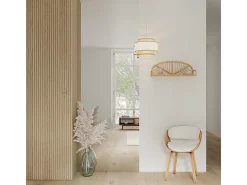 Silla de madera clara y PU blanco - Adelmar