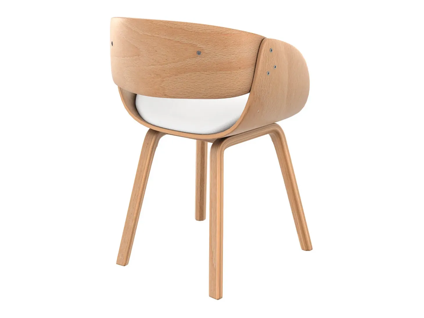 Silla de madera clara y PU blanco - Adelmar