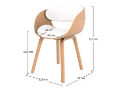 Silla de madera clara y PU blanco - Adelmar