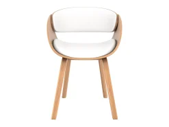Silla de madera clara y PU blanco - Adelmar