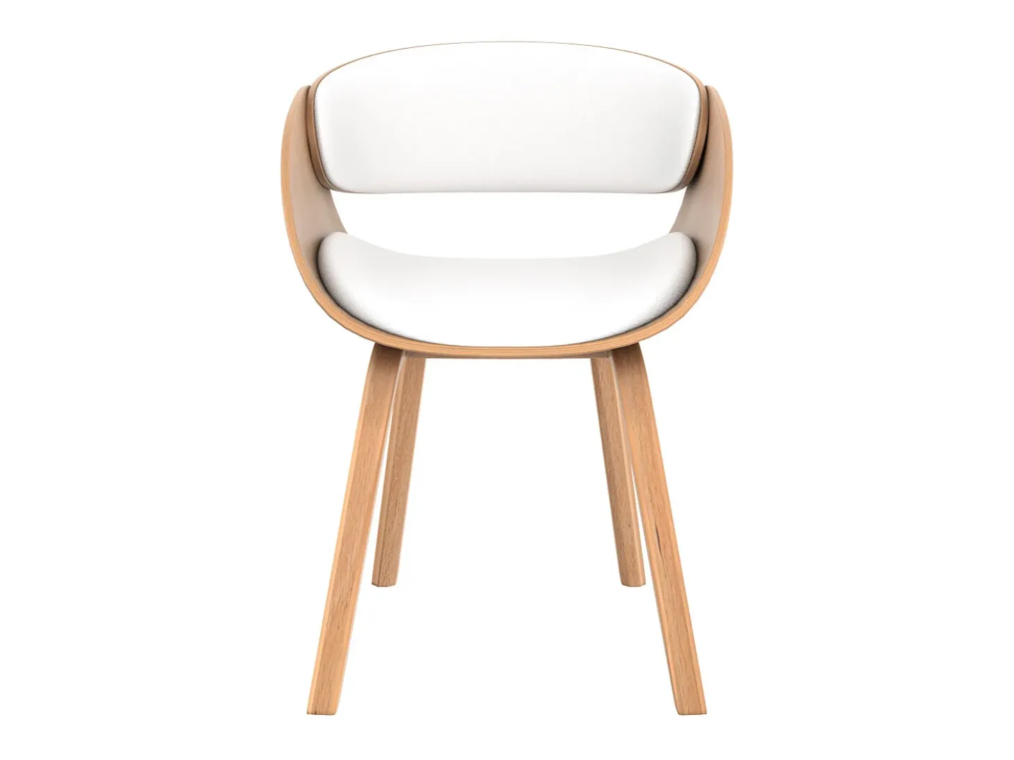 Silla de madera clara y PU blanco - Adelmar