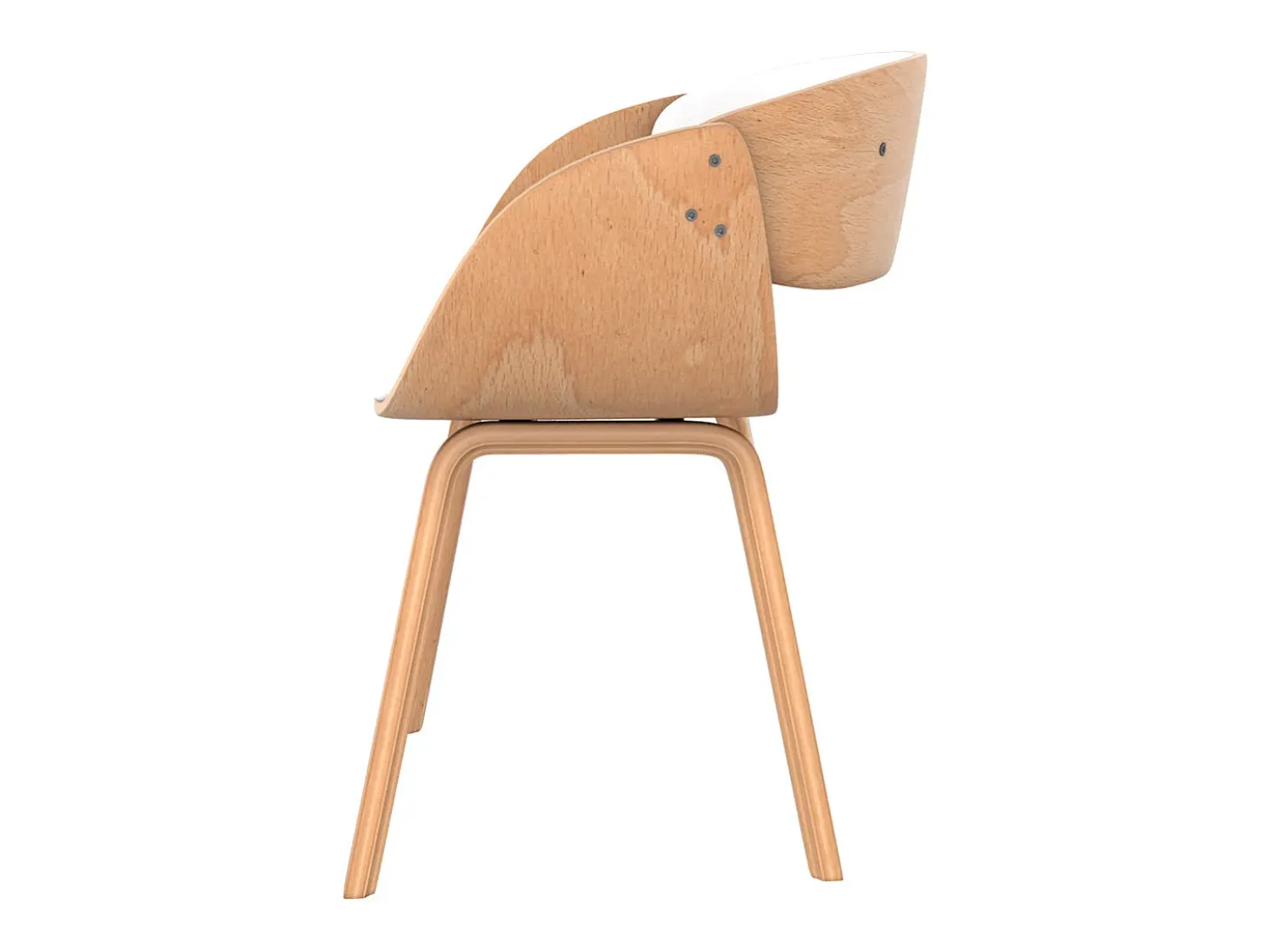 Silla de madera clara y PU blanco - Adelmar