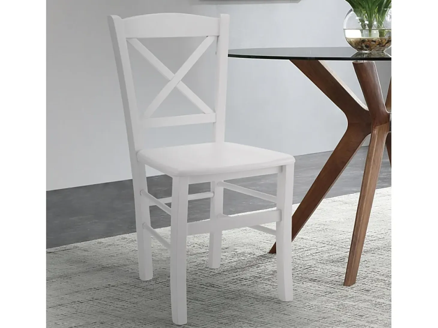Silla de madera clásica rústica restaurante comedor bar Venezia Croce - Blanco