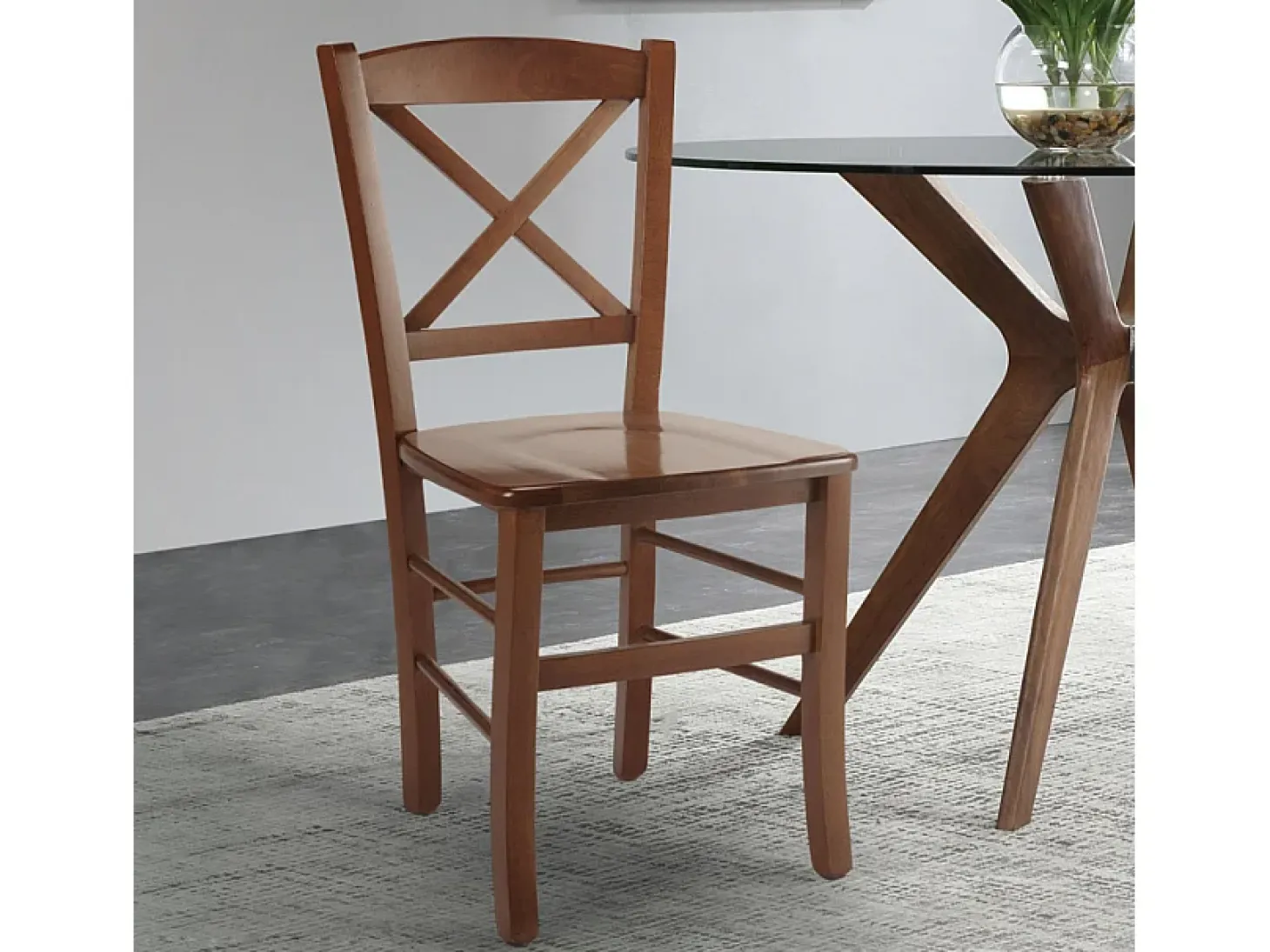 Silla de madera clásica rústica restaurante comedor bar Venezia Croce - Marrón Nuez