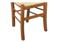 Silla de madera de cerezo veneciano con asiento de paja