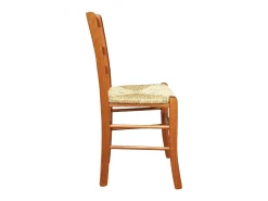 Silla de madera de cerezo veneciano con asiento de paja