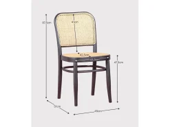 Silla de madera de haya con acabados de ratán natural - Moulin - Negro