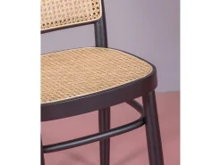 Silla de madera de haya con acabados de ratán natural - Moulin - Negro