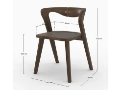 Silla de madera de hevea oscura, respaldo curvado - Vega