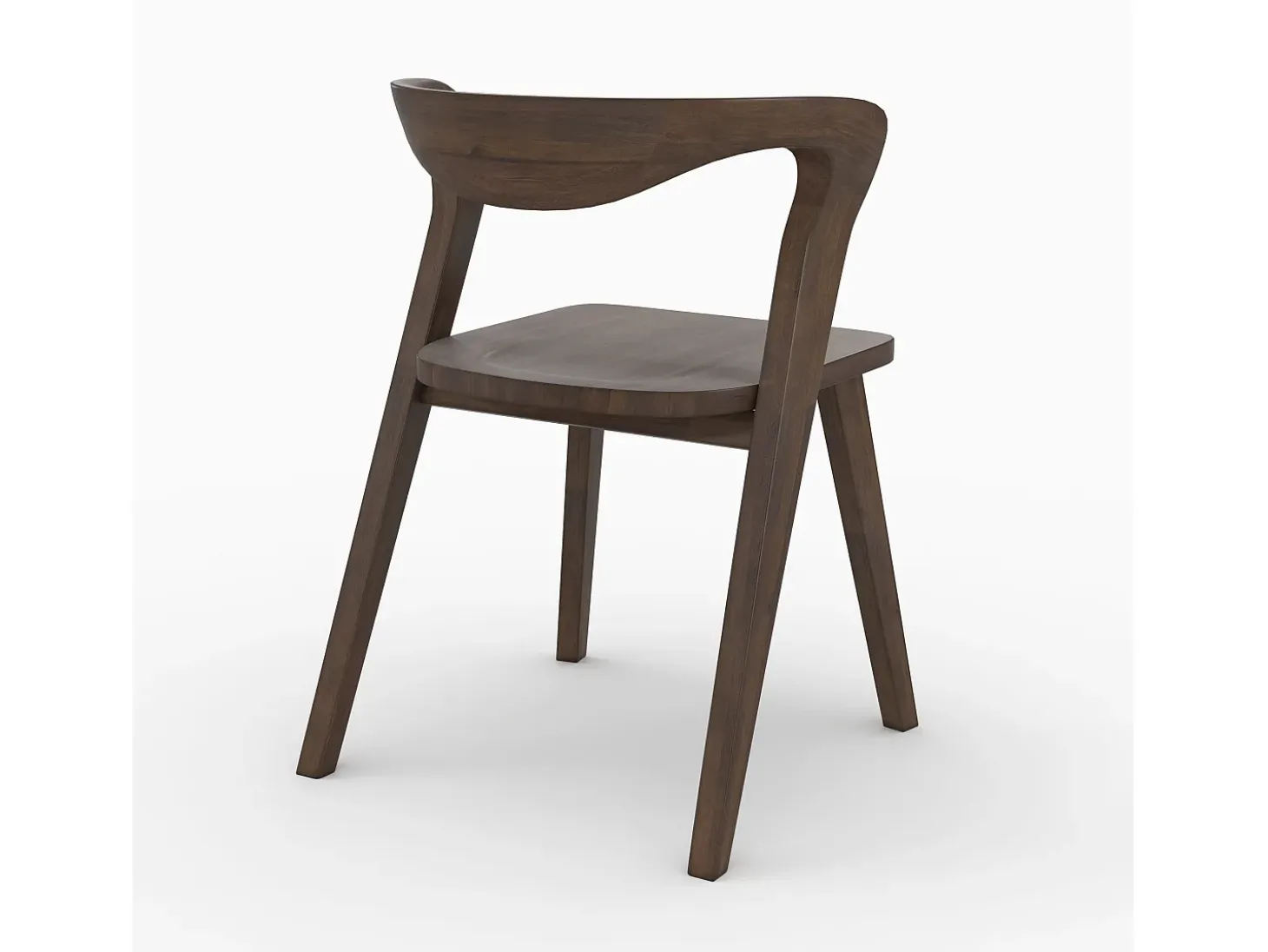Silla de madera de hevea oscura, respaldo curvado - Vega