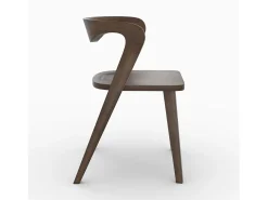 Silla de madera de hevea oscura, respaldo curvado - Vega