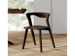Silla de madera de hevea oscura, respaldo curvado - Vega