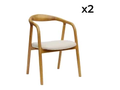 Silla de madera de hevea y borreguito, set de 2 natural