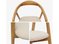 Silla de madera de hevea y borreguito, set de 2 natural