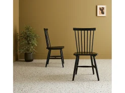 Silla de madera de hevea, set de 2 negro