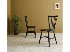 Silla de madera de hevea, set de 2 negro