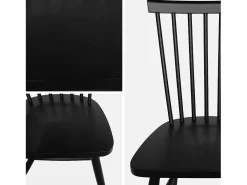 Silla de madera de hevea, set de 2 negro