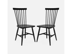 Silla de madera de hevea, set de 2 negro