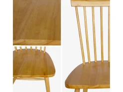 Silla de madera de hevea, set de 2 natural