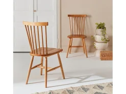Silla de madera de hevea, set de 2 natural