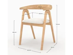 Silla de madera de hevea clara y tejido bouclé crema - Hawa