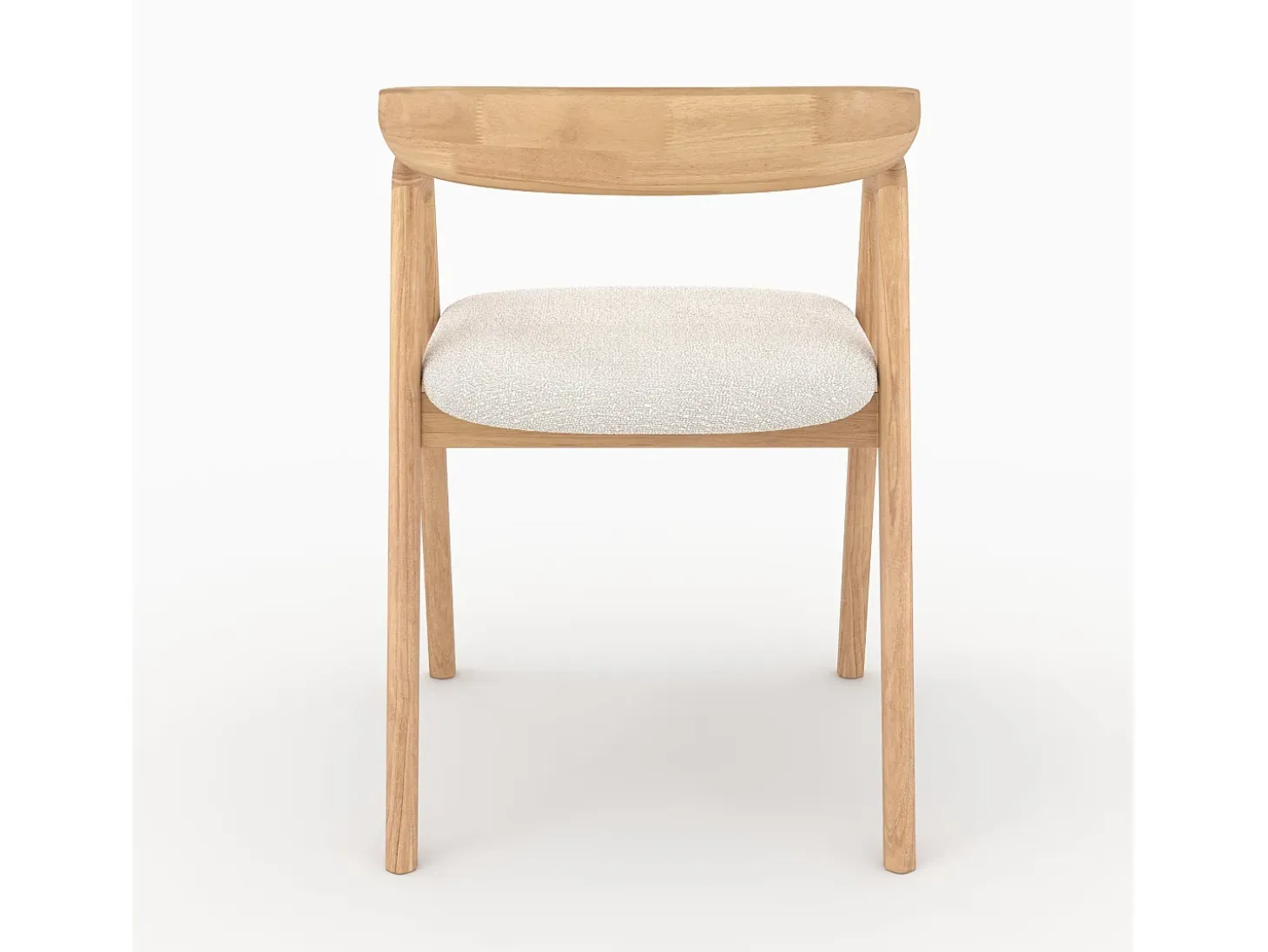 Silla de madera de hevea clara y tejido bouclé crema - Hawa