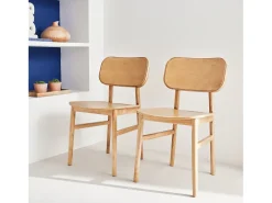 Silla de madera de hevea, set de 2 natural