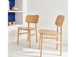 Silla de madera de hevea, set de 2 natural