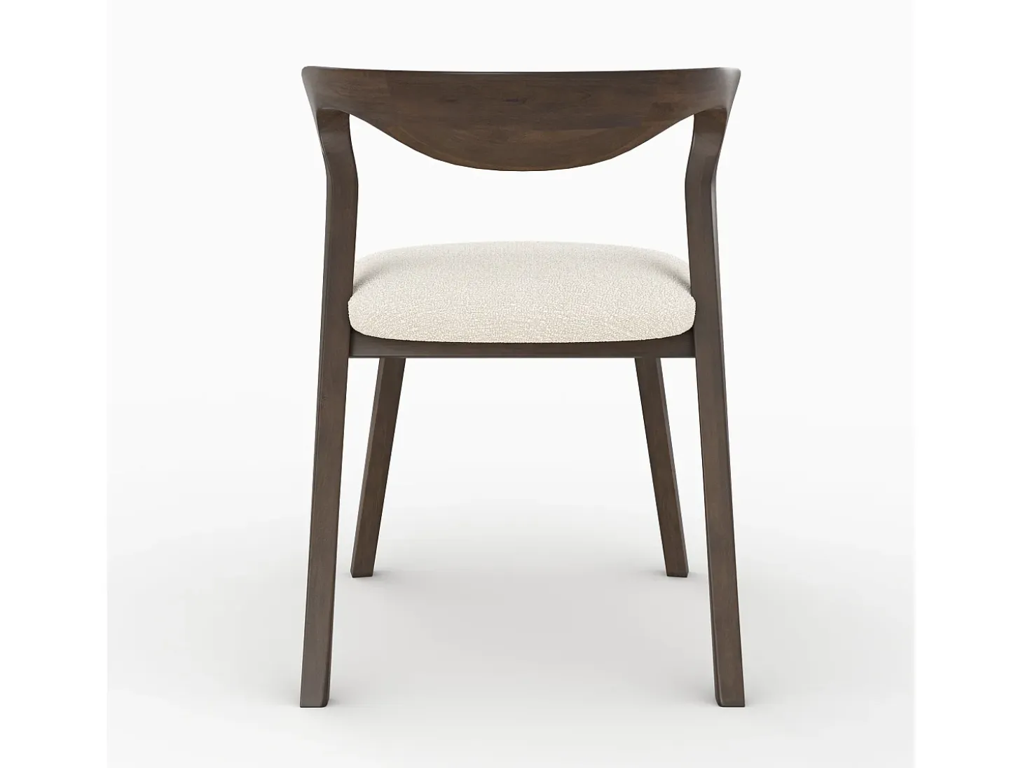 Silla de madera de hevea oscura y tejido bouclé crema - Vega