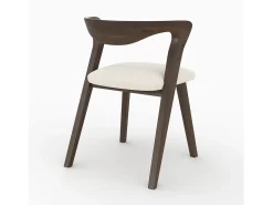 Silla de madera de hevea oscura y tejido bouclé crema - Vega