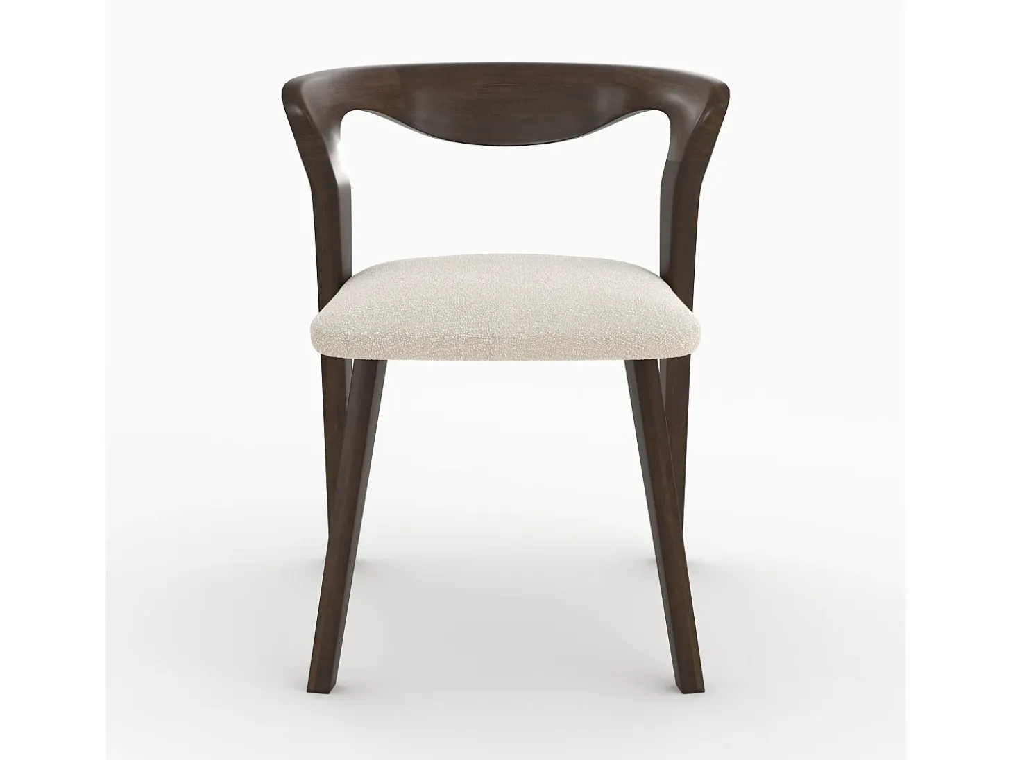 Silla de madera de hevea oscura y tejido bouclé crema - Vega