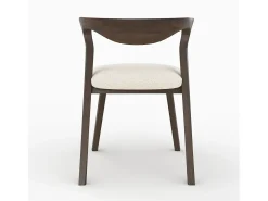 Silla de madera de hevea oscura y tejido bouclé crema - Vega