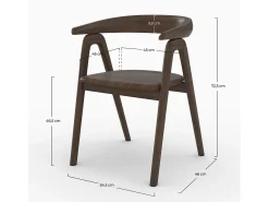 Silla de madera de hevea oscura con reposabrazos - Hawa