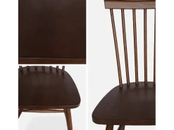 Silla de madera de hevea, set de 2 madera oscura