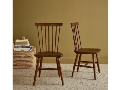 Silla de madera de hevea, set de 2 madera oscura