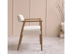 Silla de madera de roble maciza y tela de rizo