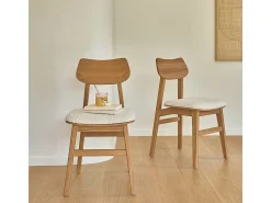 Silla de madera de teca maciza y tela de rizo