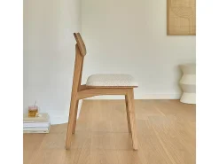 Silla de madera de teca maciza y tela de rizo