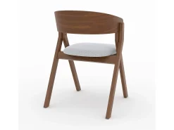 Silla de madera hevea y tela gris claro - Héloïse