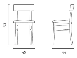 Silla de madera lacada en gris oscuro con asiento en símil piel 44x45xh. 82 cm 2 piezas