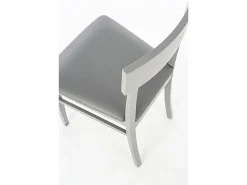 Silla de madera lacada en gris oscuro con asiento en símil piel 44x45xh. 82 cm 2 piezas