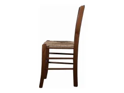 Silla de madera Loris con asiento de paja en nogal oscuro