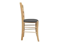 Silla de madera Loris natural con asiento acolchado de ecopiel antracita