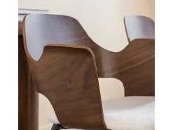 Silla de madera oscura y tela cruda Florence (lote de 2)